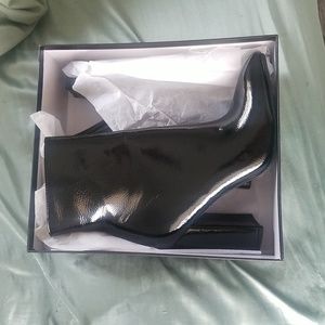 Azalea wang black shiny heeled boots